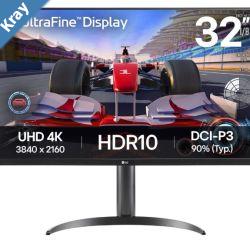 LG 31.5 32UR550KB UltraFine 4K 3840 x 2160 HDR10 DCIP3 90 Stereo Speaker with MaxxAudio Height Adjustable Stand  Office  Gaming Monitor