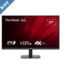 ViewSonic 27 4K SuperClear IPS VA27084K HDR10 2x HDMI and DP x1 Eye Pro Tech.Seamless VESA 75 Eco Mode Joy Key rear Office Monitor