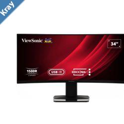 Project  ViewSonic 34 Curved 3440x1440 Business Education USBC Dock 65w ChargerEthernet FreeSync Spk VDisplay HAS Superclear VA Monitor