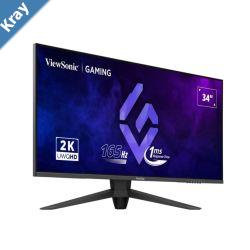 ViewSonic 34  UWQHD 3440x1440 165Hz HDR10  219 1ms  Office Gaming Ultra Wide Flat Monitor