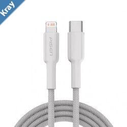 Pisen Braided Lightning to USBC 20W PD Fast Charge Cable 1M White  Samsung Galaxy Apple iPhone iPad MacBook Google OPPO Nokia