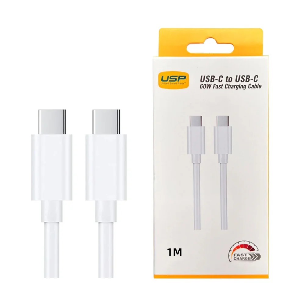 USP USBC to USBC 60W Mini Cable 1M White  3A  High Performance Durable 8K Bend Samsung GalaxyApple iPhoneiPadMacBookGoogleOPPO