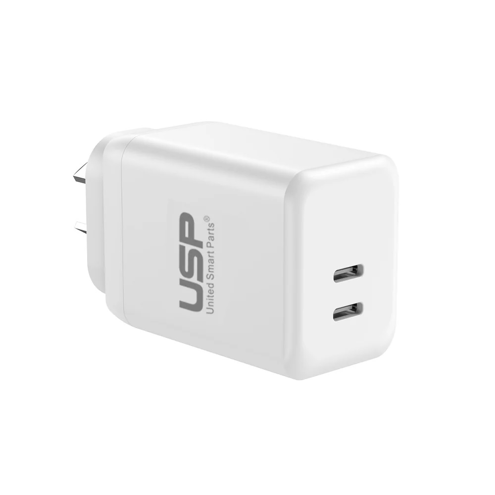 USP 45W Dual Ports USBC PD GaN Wall Charger White  Charge Two Device Simultaneously Smart  Reliable Compact Design
