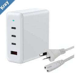 USP 100W Four Port USBC PD GaN Wall Charger White  Triple USBC 1x USBA PPS Technology Inteligent Charge 4 Devices Simultaneously