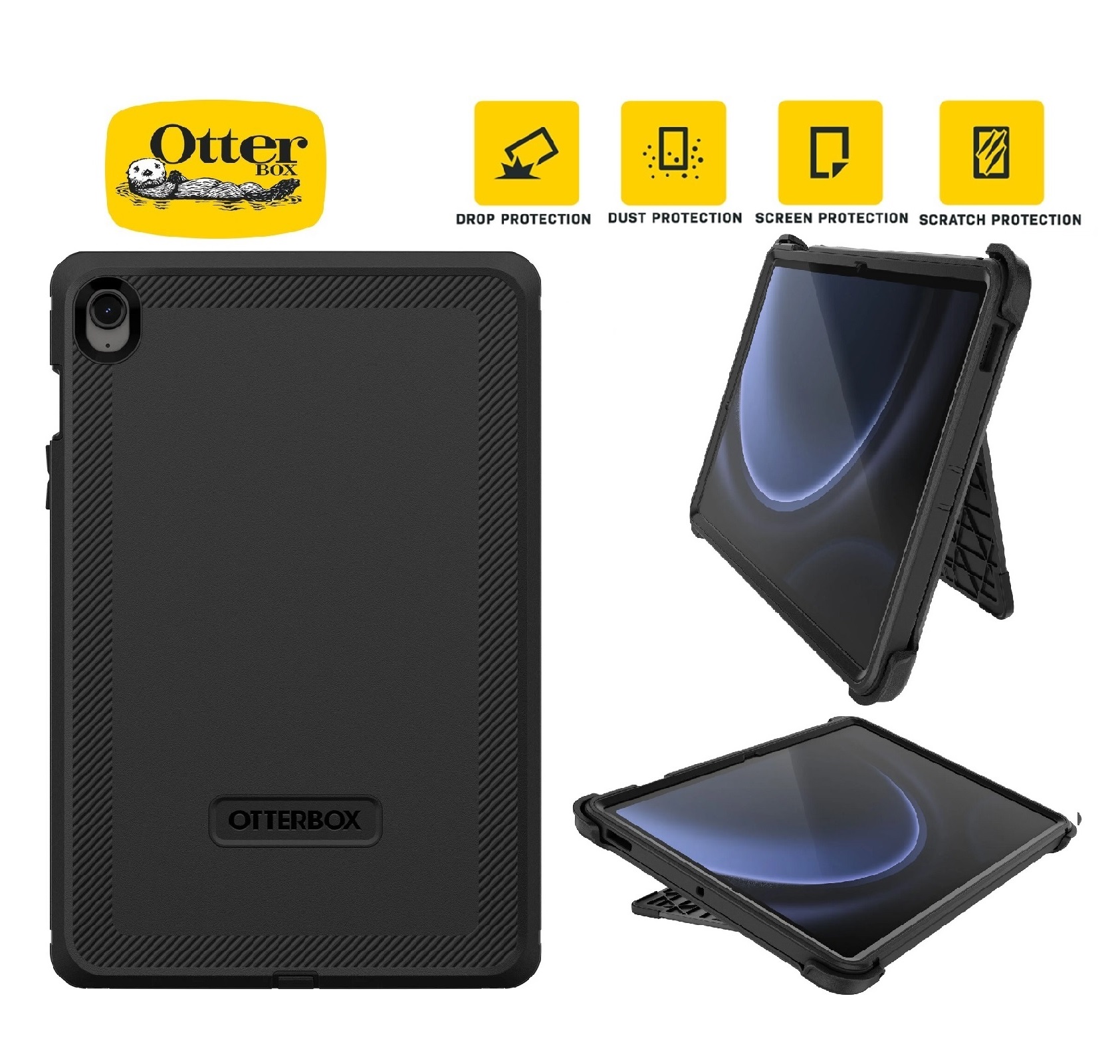 OtterBox Defender Samsung Galaxy Tab S9 FE 10.9 Case Black ProPack  7795042 DROP 2X military standard Multilayer Builtin screen protector