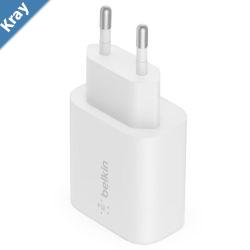 Belkin BOOSTCHARGE USBC PD 3.0 PPS Wall Charger 25W  White WCA004auWH Compact and TravelReadyA Smarter Faster Charger