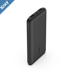 Belkin BoostCharge Power Bank 10K TriplePort  Black BPB011BTBK 2xUSBA 1xUSBC USBC to USBA Cable 15W Total Power LED light indicater