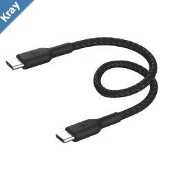 Belkin BoostCharge Braided USBC to USBC Cable 0.15M  Black CAB004bt0MBK 60W 480Mbps 30K bend 2 Year Warranty