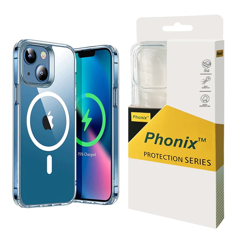 Phonix Apple iPhone 14  iPhone 13 Clear Rock Hard Case with MagSafe