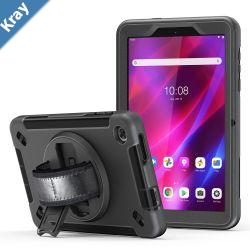 Generic Rugged Lenovo Tab M8 4th Gen 8 TB300 Case  Screen Protector Black  BuiltinKickstand Adjustable Hand Strap Shoulder Strap