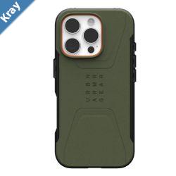 UAG Civilian MagSafe Apple iPhone 16 Pro Max 6.9 Rugged Case  Olive Drab 114445117272 20ft. Drop Protection6MTactical Grip10 Years Warranty