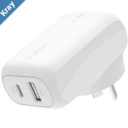 Belkin BoostCharge USBC PD 3.0 PPS Wall Charger 42W  WhiteWCB009auWHDynamic Power DeliveryCompacttravelready designUSBC PD 3.0 Certified2YR