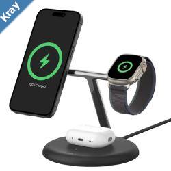 Belkin BoostCharge Pro 3in1 Magnetic Wireless Charging Stand with Qi2 15W BlackWIZ023AUBK 36W Power Supply With Attached USBC Cable