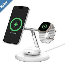 Belkin BoostCharge Pro 3in1 Magnetic Wireless Charging Stand with Qi2 15W WhiteWIZ023AUWH 36W Power Supply With Attached USBC Cable