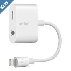 Belkin 3.5 mm Audio  Charge RockStar  White F8J212btWHT MFi Certified Listen Audio and Charge at the Same Time Supports Synching Data 2YR