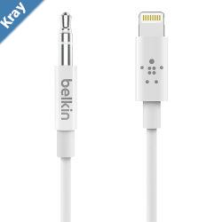 Belkin 3.5 mm Audio Cable With Lightning Connector 0.9M  White AV10172bt03WHT High Resolution Audio Connect with a Single Cable 2YR