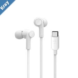 Belkin SOUNDFORM Headphones with USBC Connector USBC Headphones  White G3H0002btWHT Water Resistant Builtin Microphone 2YR