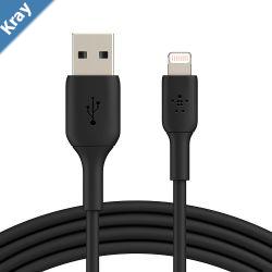 Belkin BoostCharge Braided Lightning to USBA Cable 1m3.3ft  Black CAA002bt1MBK 480Mbps 10K bend Apple iPhone  iPad  Macbook 2YR