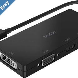 Belkin USBC Video Adapter  Black AVC003btBK USBC to Multiport Adapter with HDMI VGA DisplayPort and DVI Ports 2YR