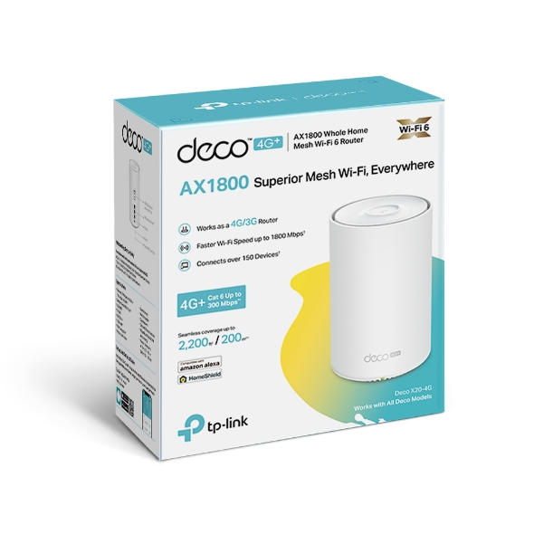 AMAZON ONLY TPLink Deco X204G 4G AX1800 Whole Home Mesh WiFi 6 Gateway Ethernet  3G4G Failover OFDMA Remote Management WIFI6
