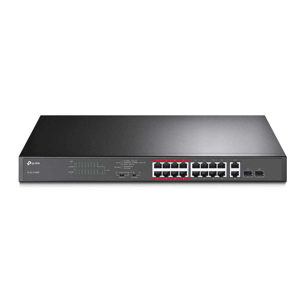 TPLink TLSL1218MP 16Port 10100Mbps  2Port Gigabit Unmanaged PoE Switch