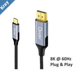 Oxhorn USB C to DP Cable 1m 8K60Hz Aluminum plugs black Thunderbolt 34 DP1.4