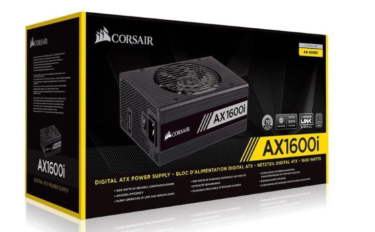 Corsair 1600W AX 80 Titanium Digital Fully Modular 140mm FAN ATX Power Supply PSU Years Warranty.