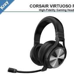 Corsair Virtuoso RGB Wilress XT Black 7.1 Audio. High Fidelity Ultra Comfort Broadcast Grade Microphone Slipstream Wireless USB. Headset