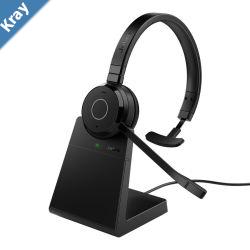 Jabra Evolve 65 TE Link390a Teams Mono Stand Bluetooth Headset 16hour battery life 30metre wireless range Passive Noise Cancellation Busy Light