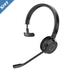 Jabra Evolve 65 TE Mono Teams Bluetooth Headset Link 390a 16hour battery life 30metre wireless range Passive Noise Cancellation BusyLight