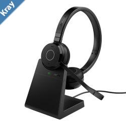 Jabra Evolve 65 TE Link390a Teams Stereo Stand Bluetooth Headset 16hour battery life 30metre wireless range Passive Noise Cancellation BusyLight