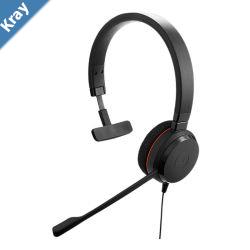 Jabra Evolve2 20SE MS Mono USBA Headset Plugandplay Noisecancelling Clearer Conversation Manage Calls Easily Leatherette Ear Cushions