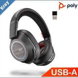 PlantronicsPoly Voyager B8200 UC headset Black Bluetooth 4 Mics Dualmode ANC Mute Alert Smart sensors SoundGuard up to 24 hrs listen 20hrs