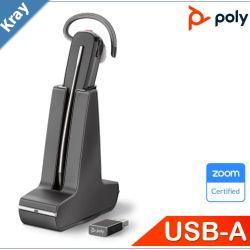 PlantronicsPoly Savi 8240 UC Convertible Headset USBA DECT Wireless crystal clear audio ANC onetouch control up to 7 hours talk