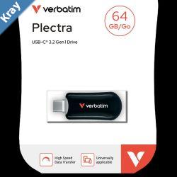 Verbatim Plectra USBC Flash Drive Black 64GB