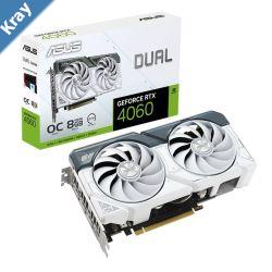 ASUS nVidia GeForce DUALRTX4060O8GEVOWHITE RTX4060 EVO White OC Edition 8GB GDDR6 2505 MHz Boost Clock RAM 17Gbps 3xDP 1xHDMI