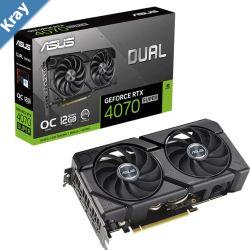 ASUS nVidia GeForce DUALRTX4070SO12GEVO RTX4070 SUPER EVO OC Edition 12GB GDDR6X 2520 MHz Boost Clock RAM 21Gbps 3xDP 1xHDMI