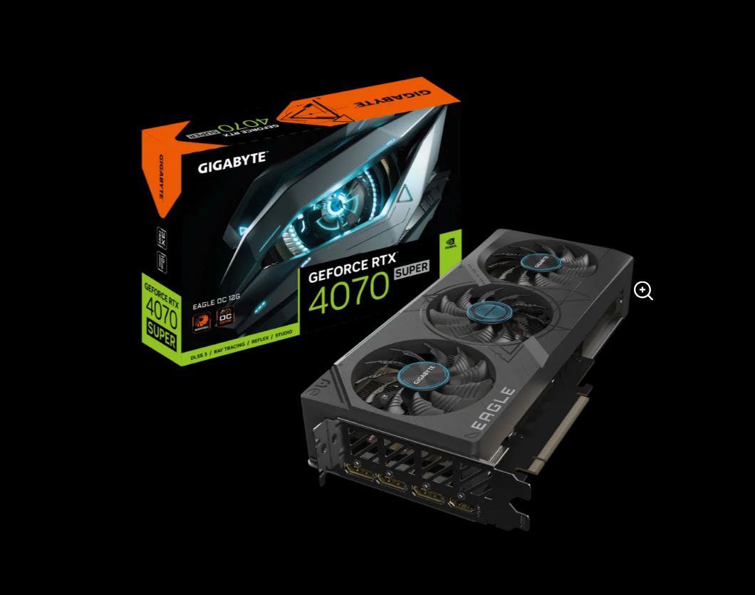 Gigabyte nVidia GeForce RTX 4070 Super EAGLE OC 12GD GDDR6X Video Card PCIE 4.07168 CUDA Cores RGB Fusion 3x DP 1.4a 1x HDMI 2.1a